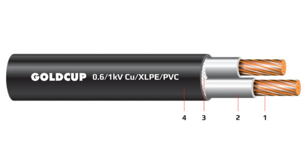 Cap dien 2 loi khong co giap bao ve 0.6kV 1kV - Cu XLPE PVC